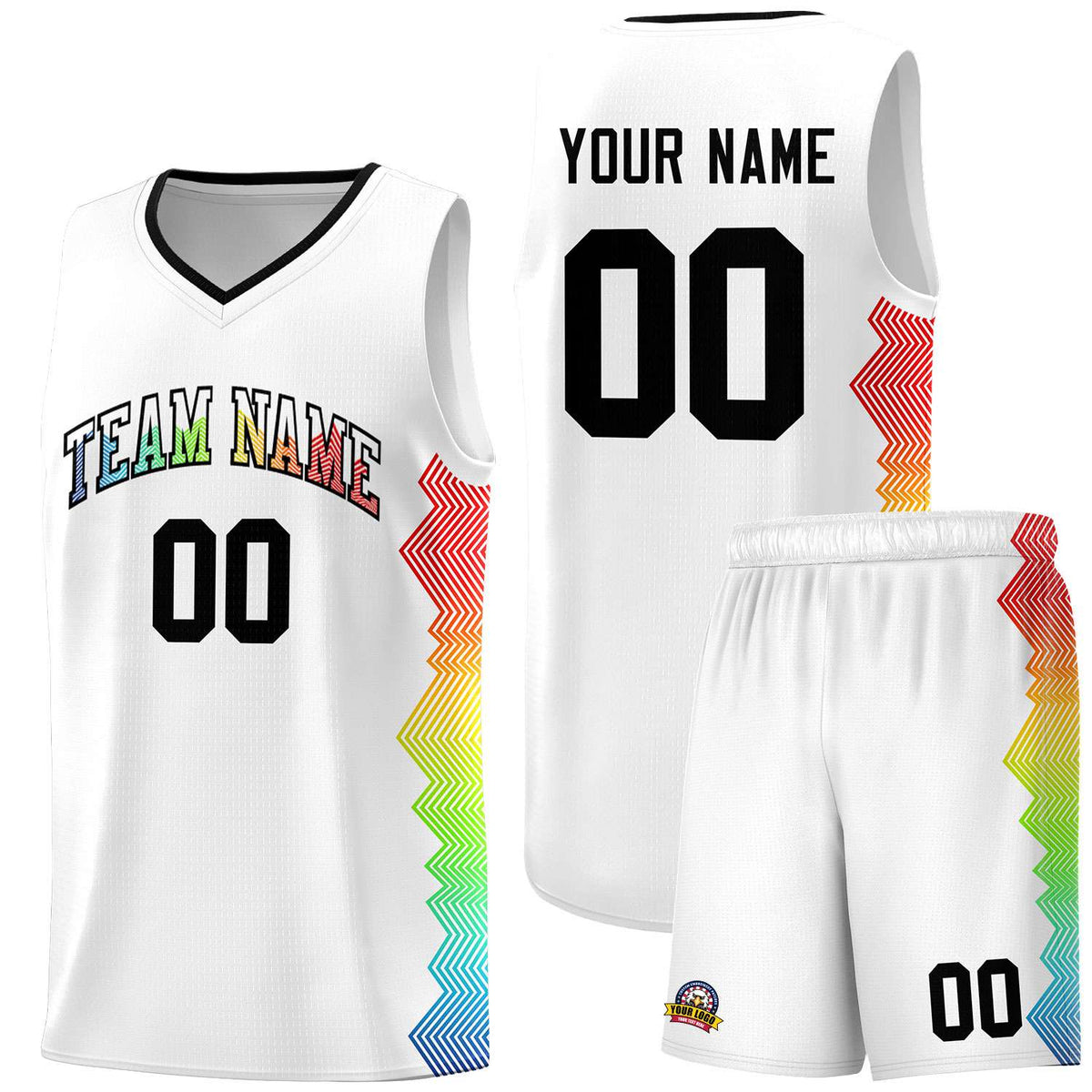Custom White Denver Nuggets Rainbow Side Sports Uniform Basketball Jersey|KXKSHOP