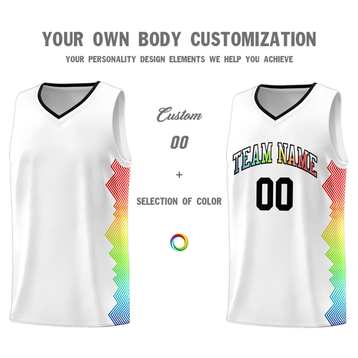 Custom White Denver Nuggets Rainbow Side Sports Uniform Basketball Jersey|KXKSHOP