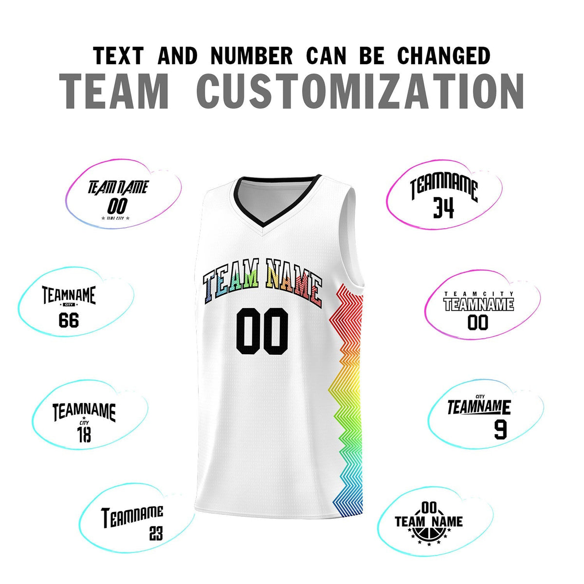 Custom White Denver Nuggets Rainbow Side Sports Uniform Basketball Jersey|KXKSHOP