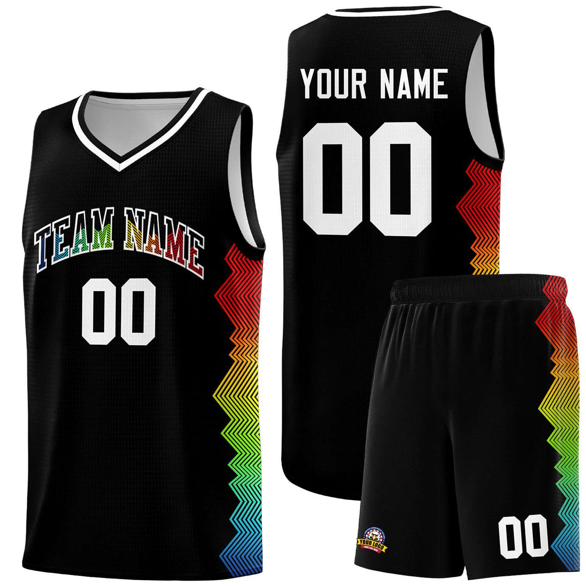 Custom Black Denver Nuggets Rainbow Side Sports Uniform Basketball Jersey|KXKSHOP