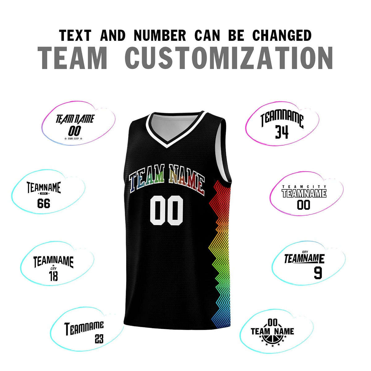 Custom Black Denver Nuggets Rainbow Side Sports Uniform Basketball Jersey|KXKSHOP