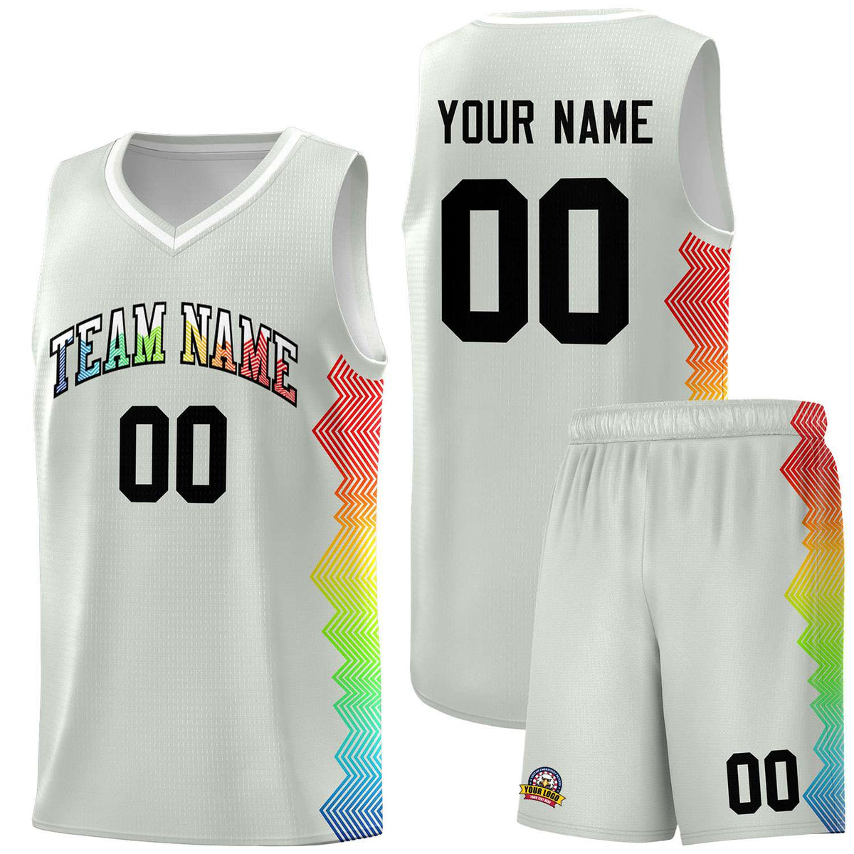 Custom Gray Denver Nuggets Rainbow Side Sports Uniform Basketball Jersey|KXKSHOP