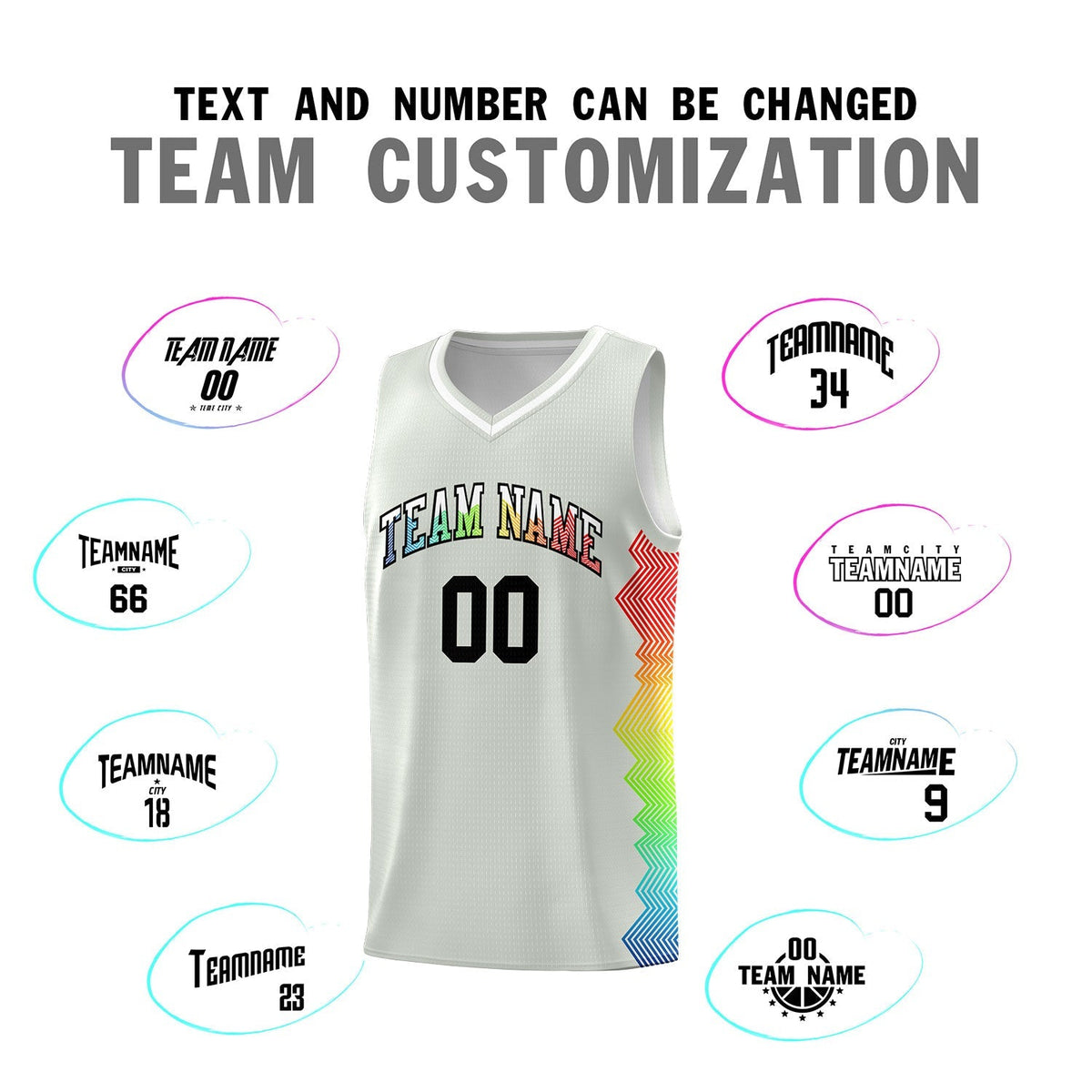 Custom Gray Denver Nuggets Rainbow Side Sports Uniform Basketball Jersey|KXKSHOP