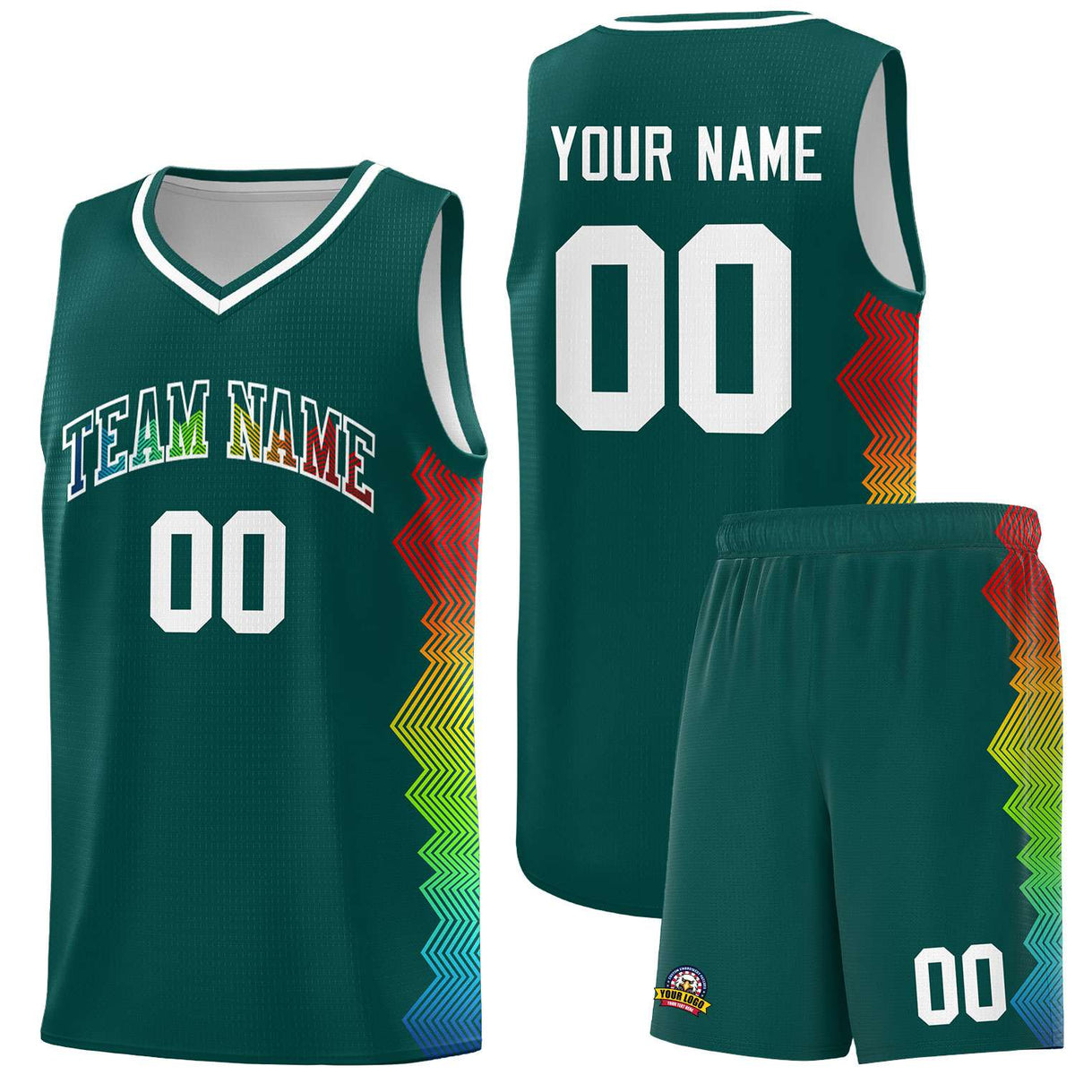 Custom Midnight Green Denver Nuggets Rainbow Side Sports Uniform Basketball Jersey|KXKSHOP