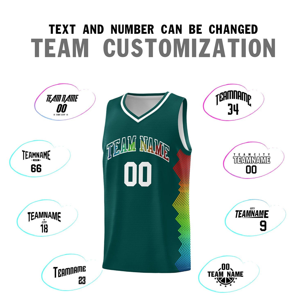 Custom Midnight Green Denver Nuggets Rainbow Side Sports Uniform Basketball Jersey|KXKSHOP