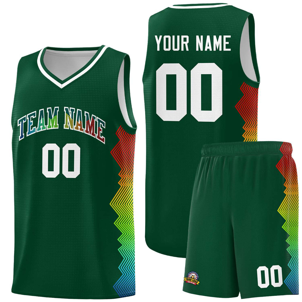 Custom Hunter Green Denver Nuggets Rainbow Side Sports Uniform Basketball Jersey|KXKSHOP