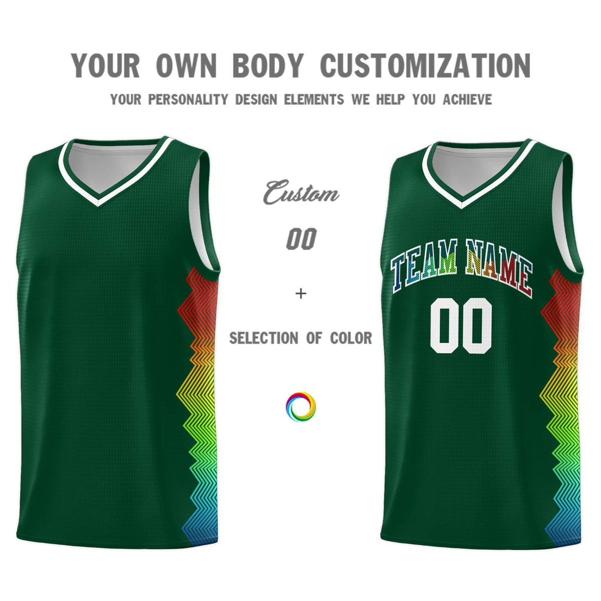 Custom Hunter Green Denver Nuggets Rainbow Side Sports Uniform Basketball Jersey|KXKSHOP