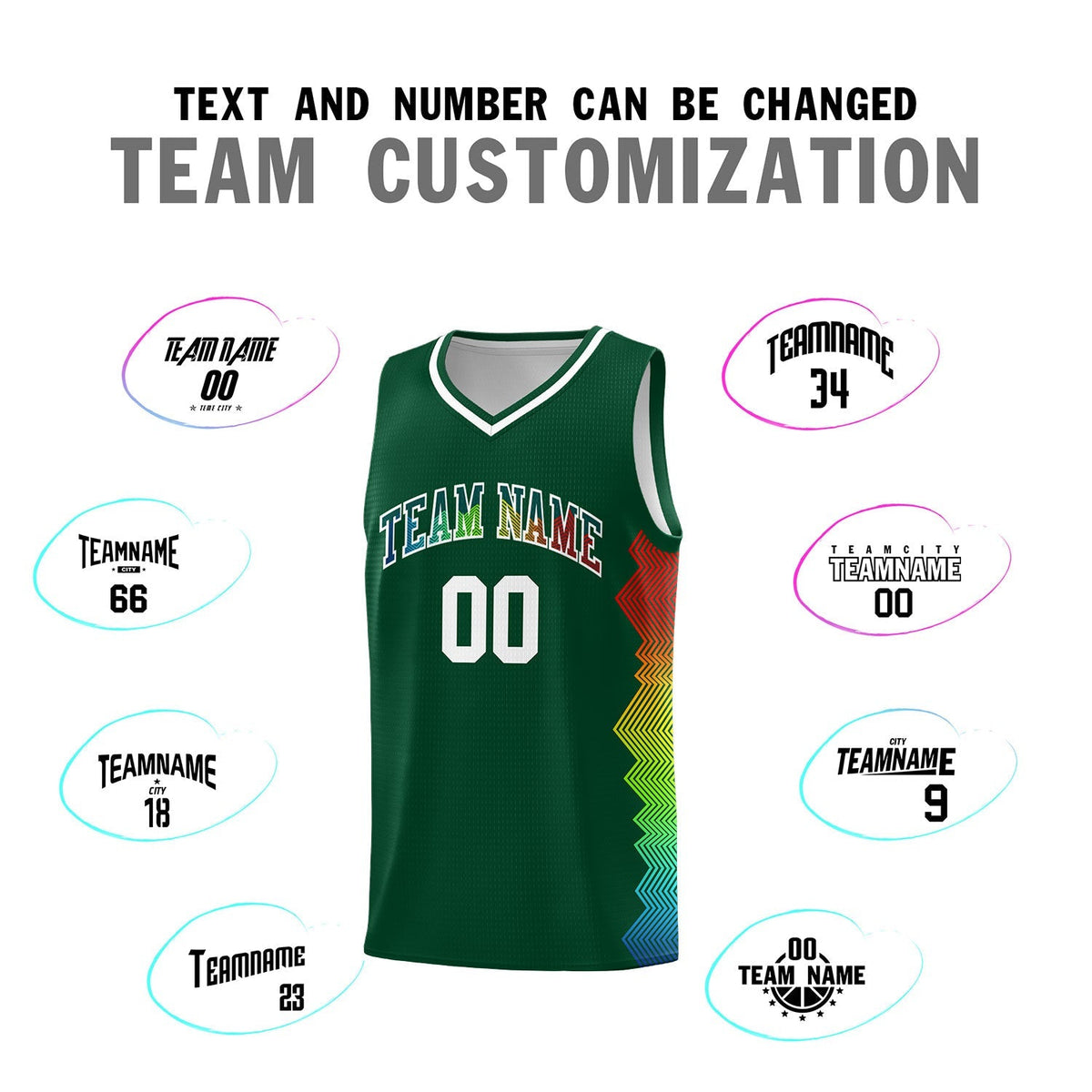 Custom Hunter Green Denver Nuggets Rainbow Side Sports Uniform Basketball Jersey|KXKSHOP