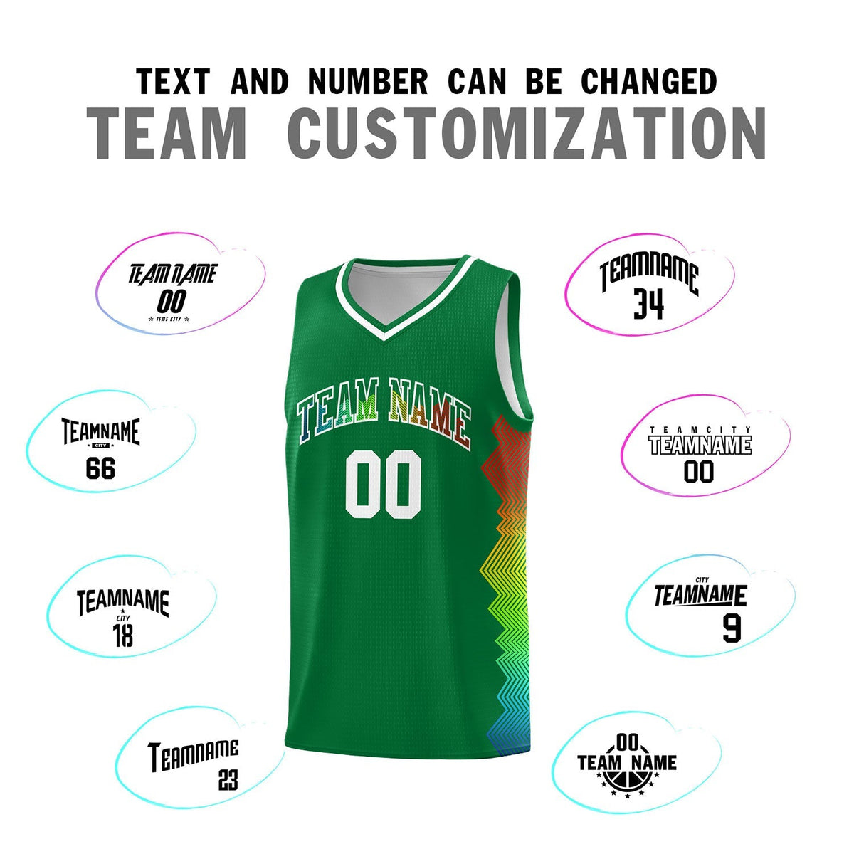 Custom Kelly Green Denver Nuggets Rainbow Side Sports Uniform Basketball Jersey|KXKSHOP