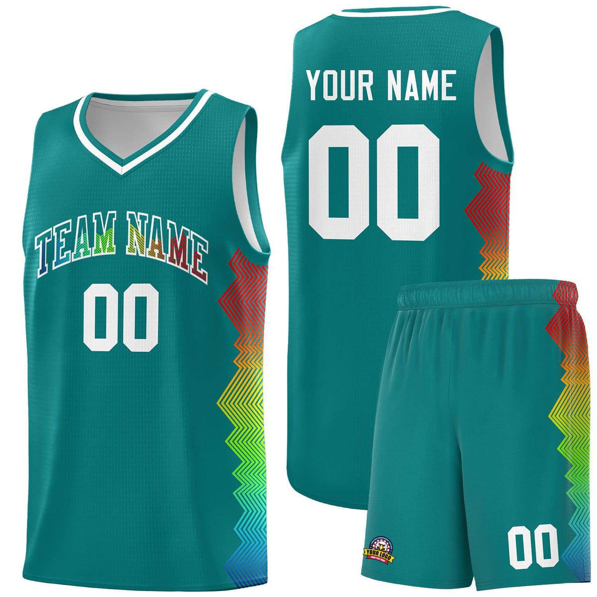 Custom Aqua Denver Nuggets Rainbow Side Sports Uniform Basketball Jersey|KXKSHOP