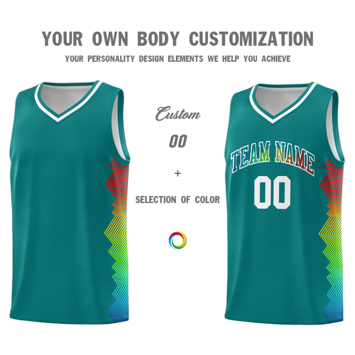 Custom Aqua Denver Nuggets Rainbow Side Sports Uniform Basketball Jersey|KXKSHOP