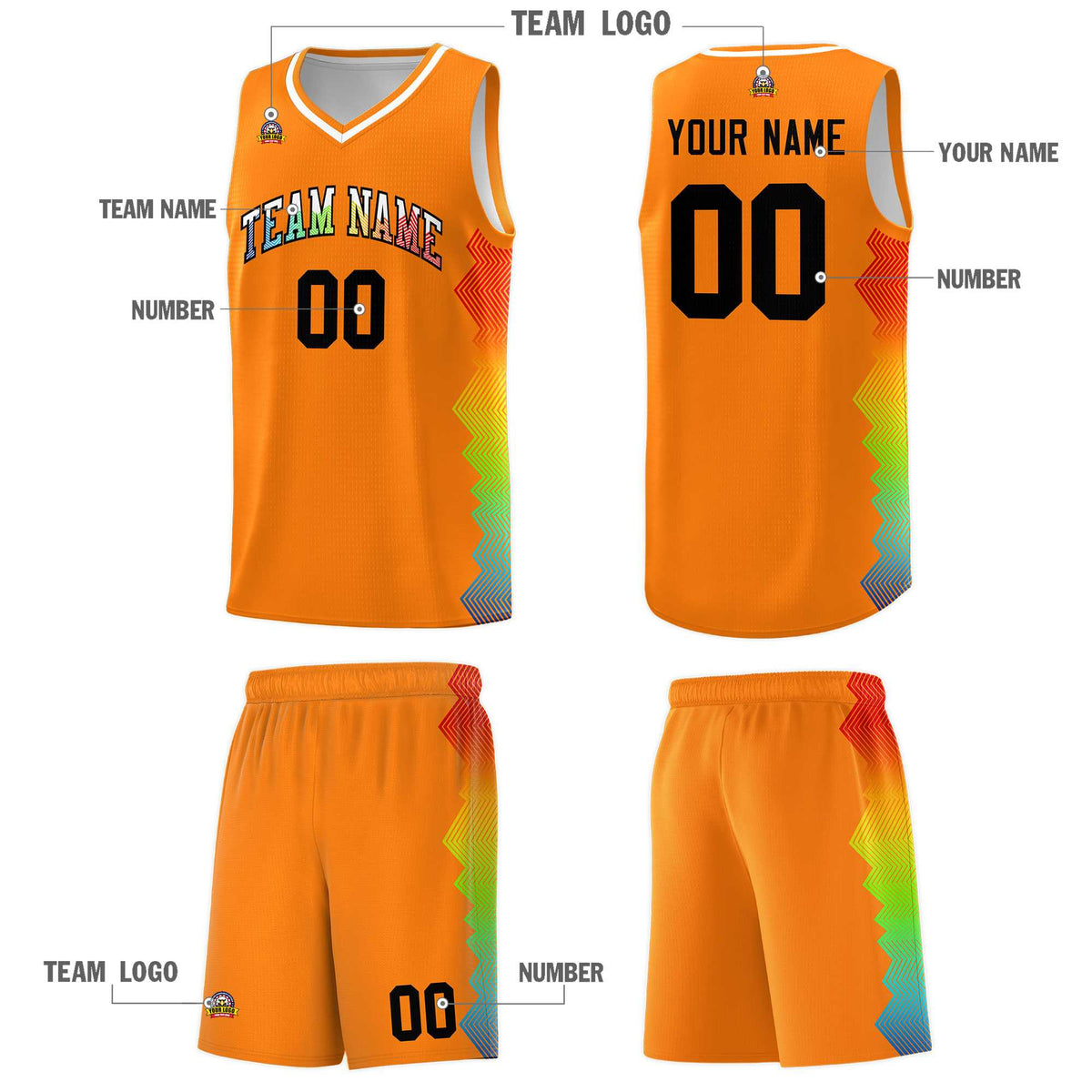 Custom Texas Orange Denver Nuggets Rainbow Side Sports Uniform Basketball Jersey|KXKSHOP