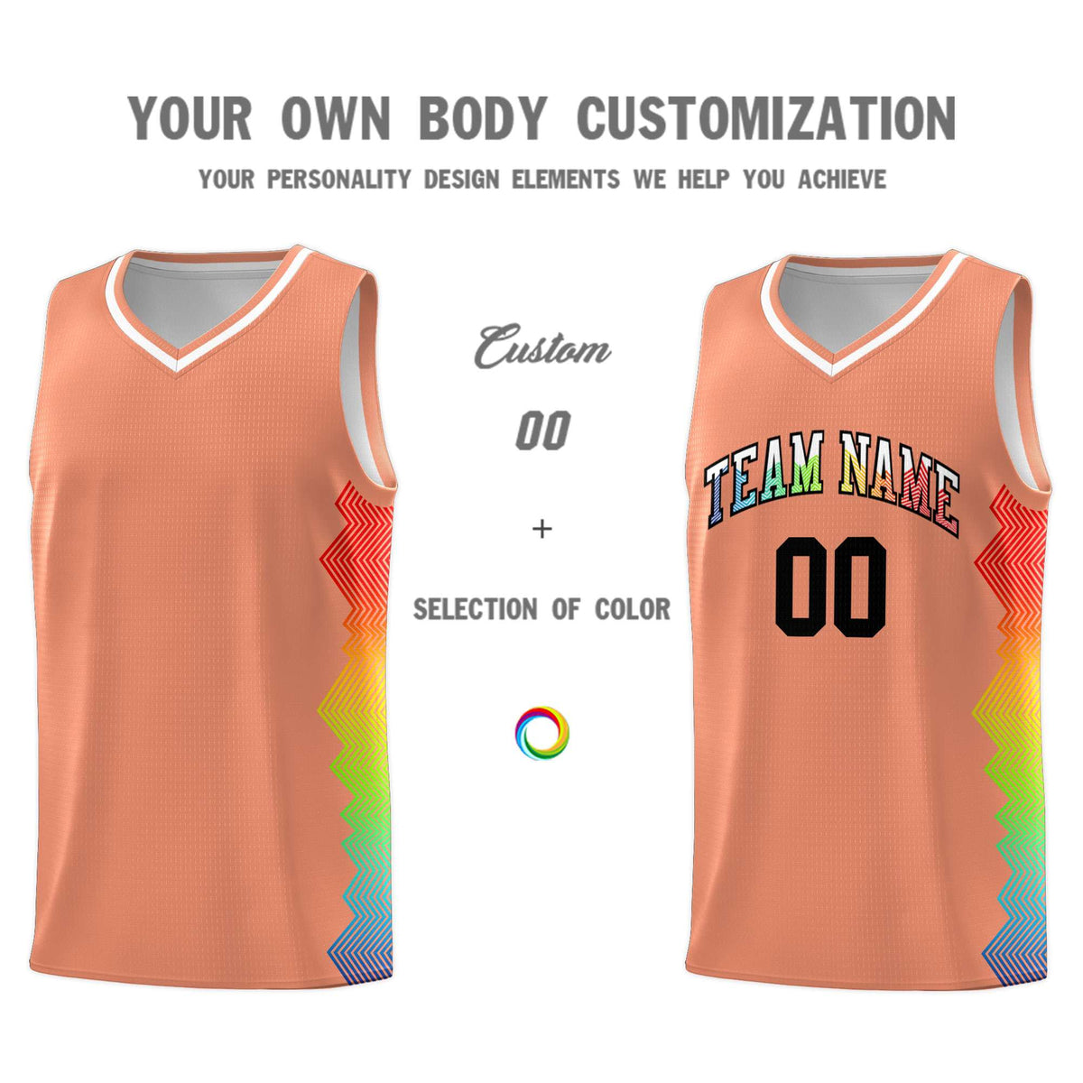 Custom Orange Denver Nuggets Rainbow Side Sports Uniform Basketball Jersey|KXKSHOP