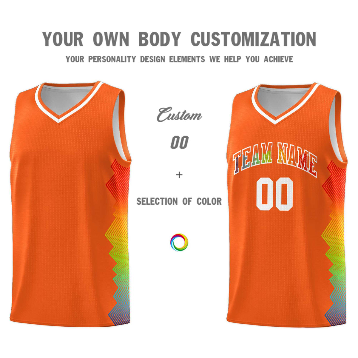 Custom Orange Denver Nuggets Rainbow Side Sports Uniform Basketball Jersey|KXKSHOP
