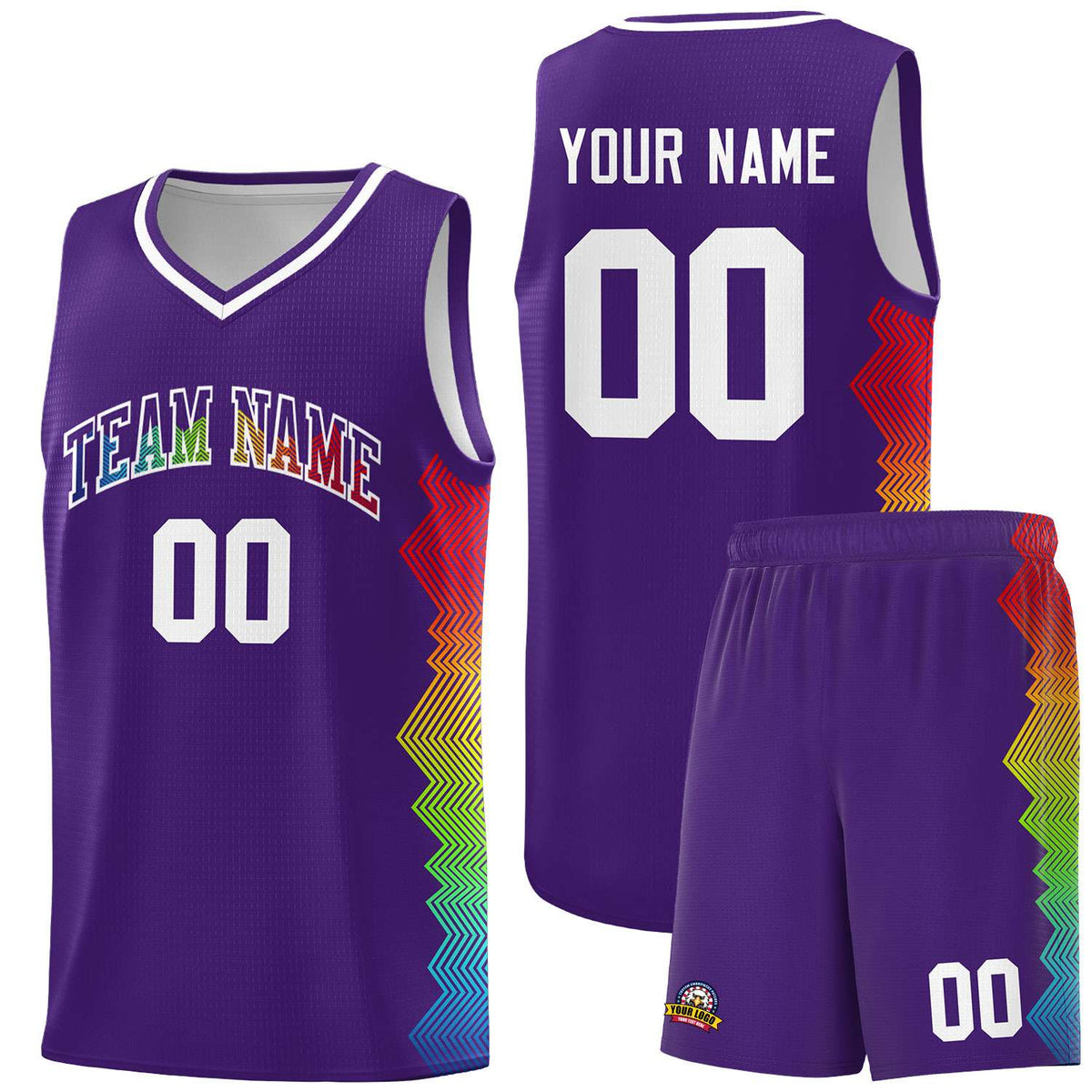 Custom Purple Denver Nuggets Rainbow Side Sports Uniform Basketball Jersey|KXKSHOP