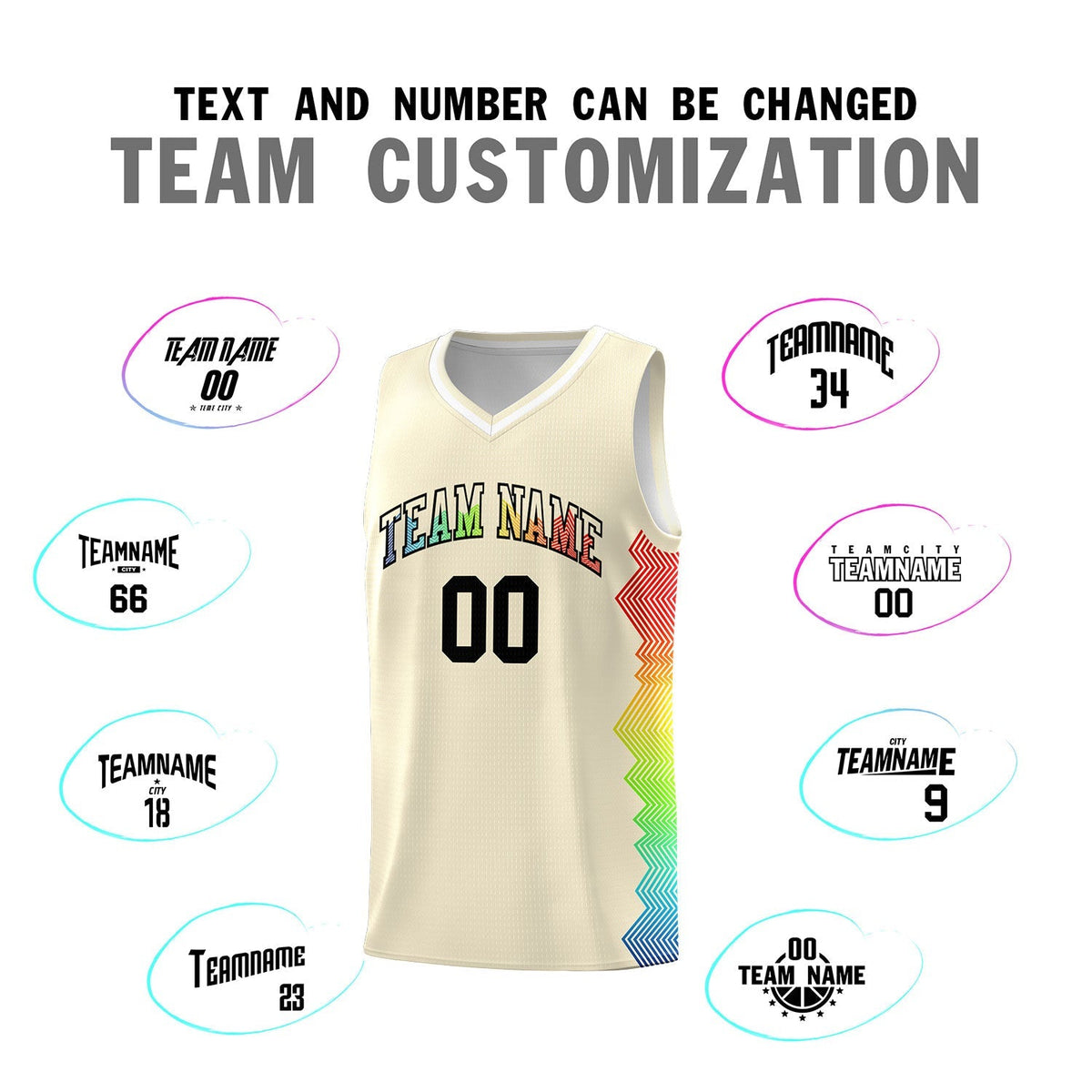 Custom Cream Denver Nuggets Rainbow Side Sports Uniform Basketball Jersey|KXKSHOP