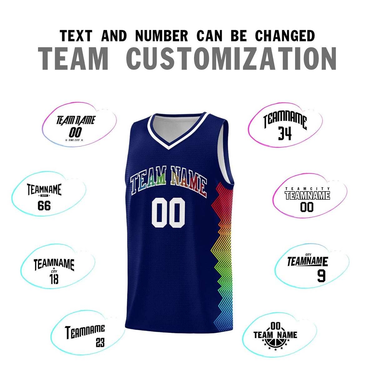 Custom Navy Denver Nuggets Rainbow Side Sports Uniform Basketball Jersey|KXKSHOP