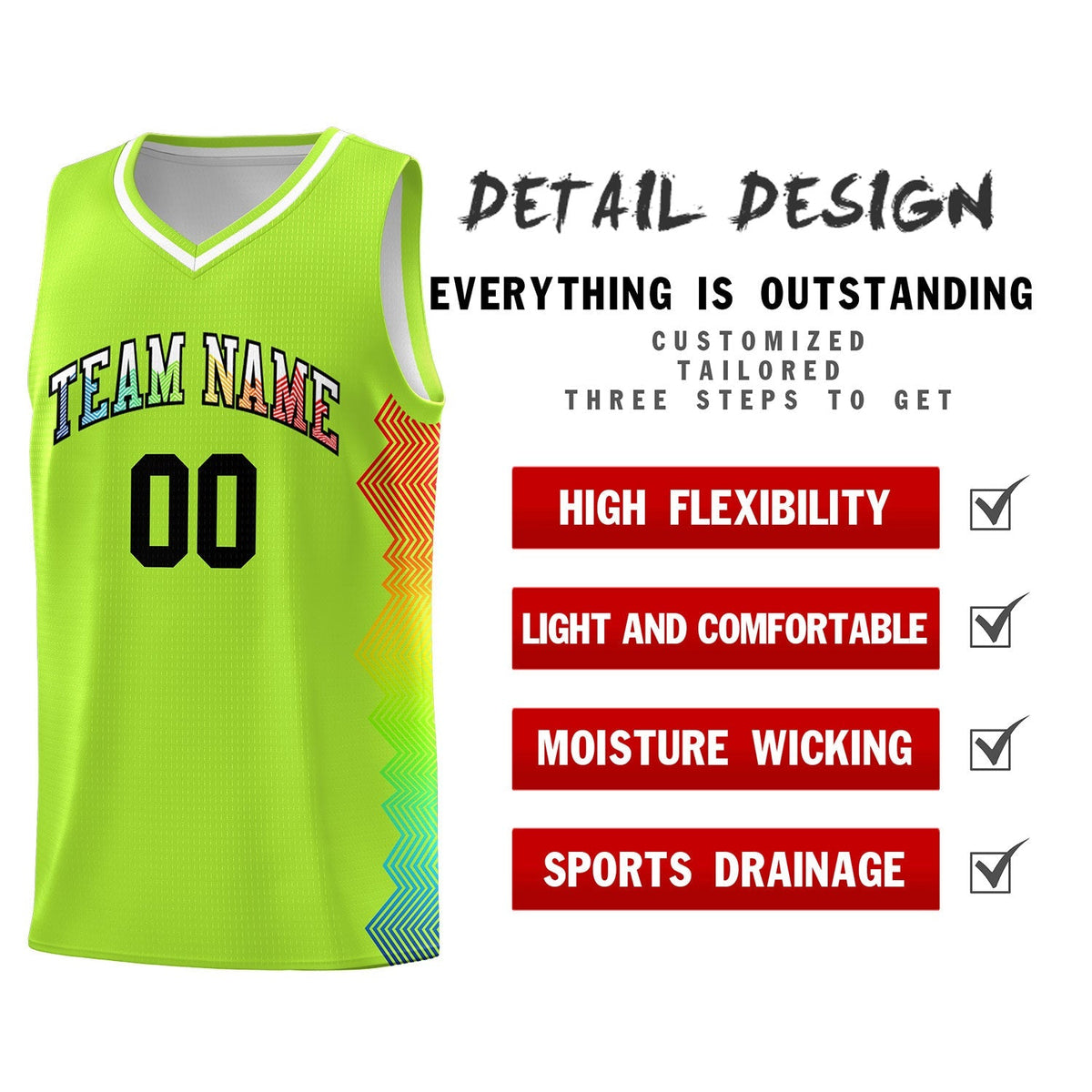 Custom Green Denver Nuggets Rainbow Side Sports Uniform Basketball Jersey|KXKSHOP