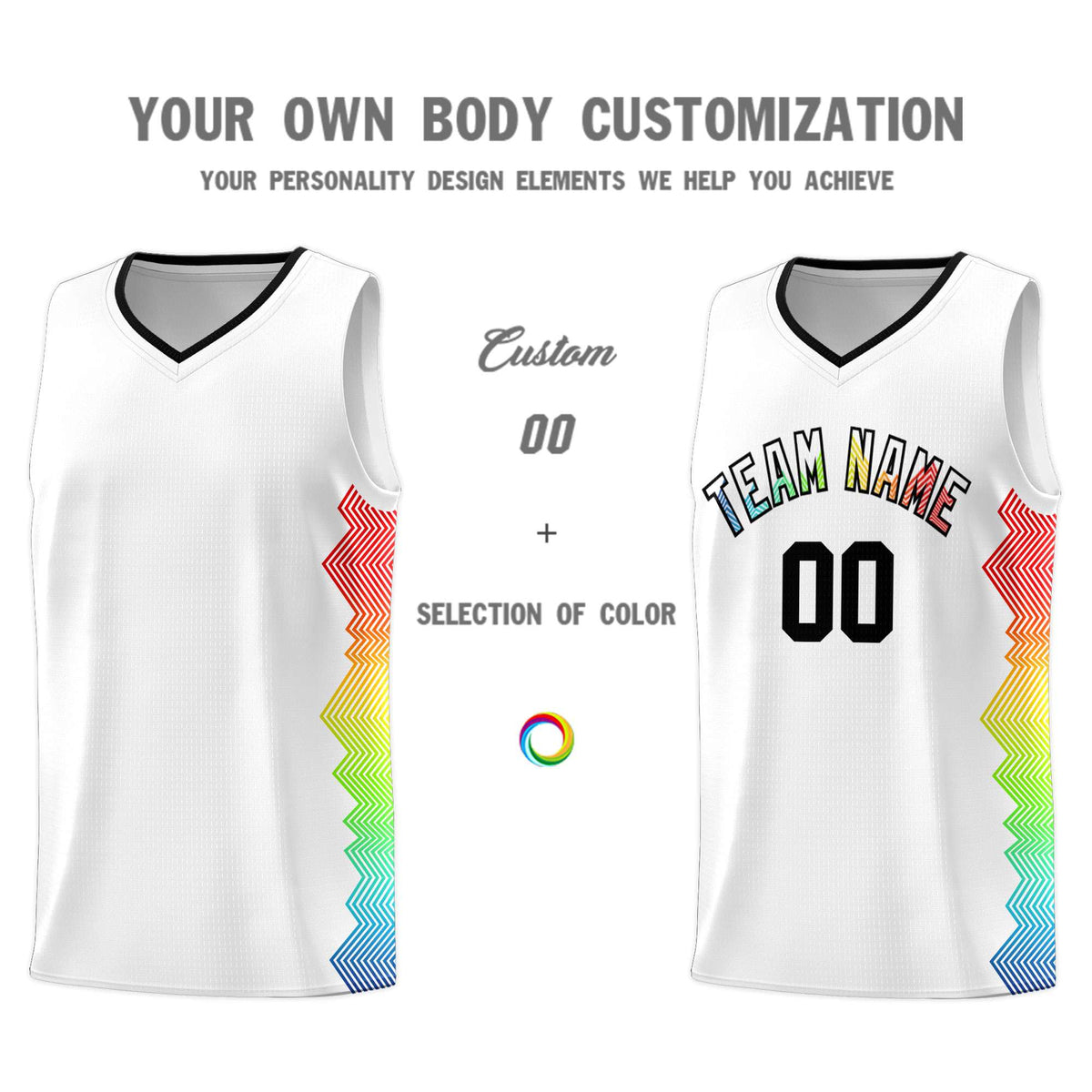 Custom White Denver Nuggets Rainbow Side Sports Uniform Basketball Jersey|KXKSHOP
