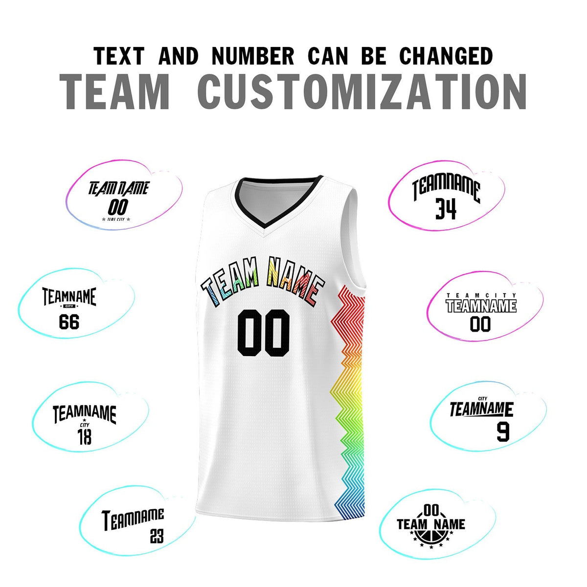 Custom White Denver Nuggets Rainbow Side Sports Uniform Basketball Jersey|KXKSHOP