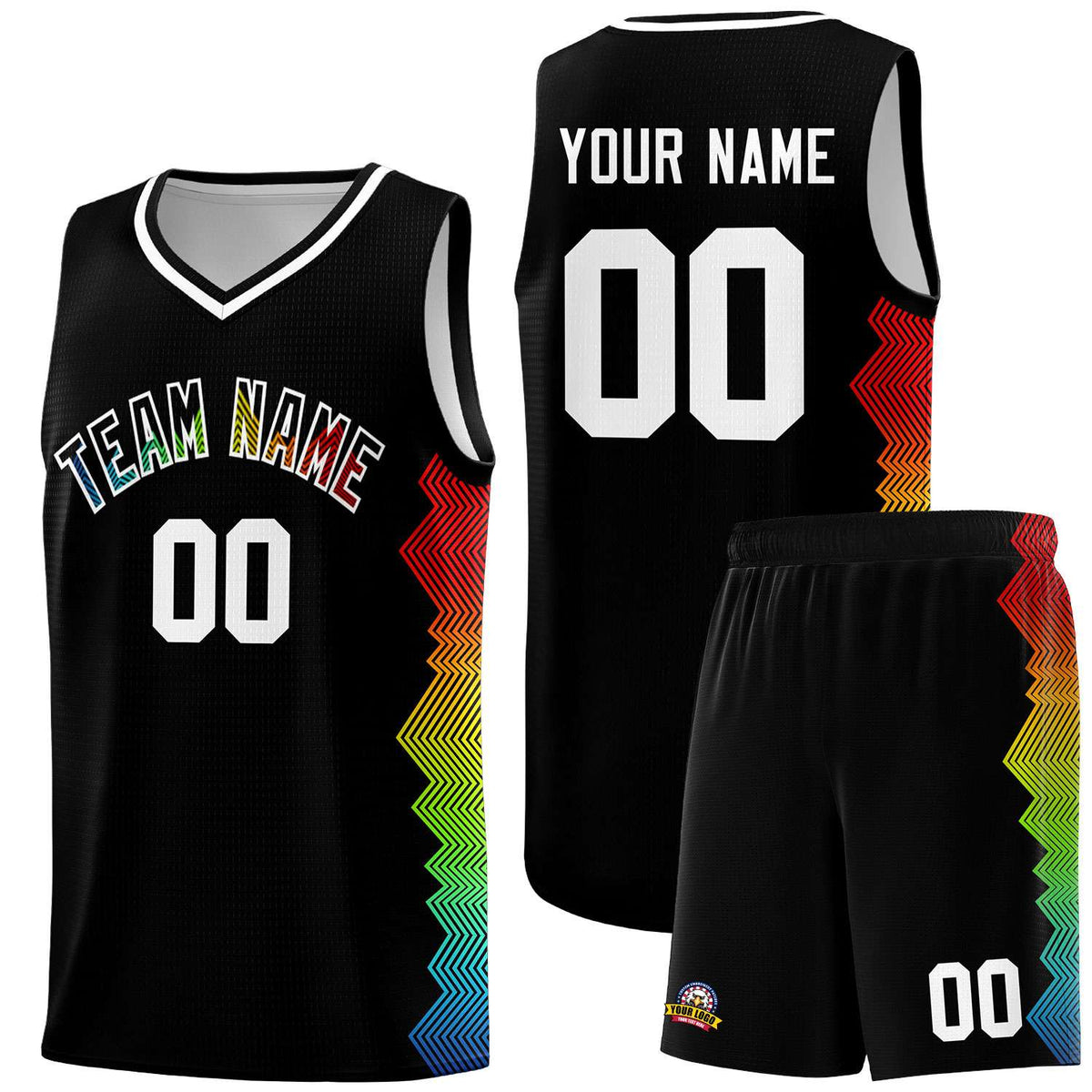 Custom Black Denver Nuggets Rainbow Side Sports Uniform Basketball Jersey|KXKSHOP