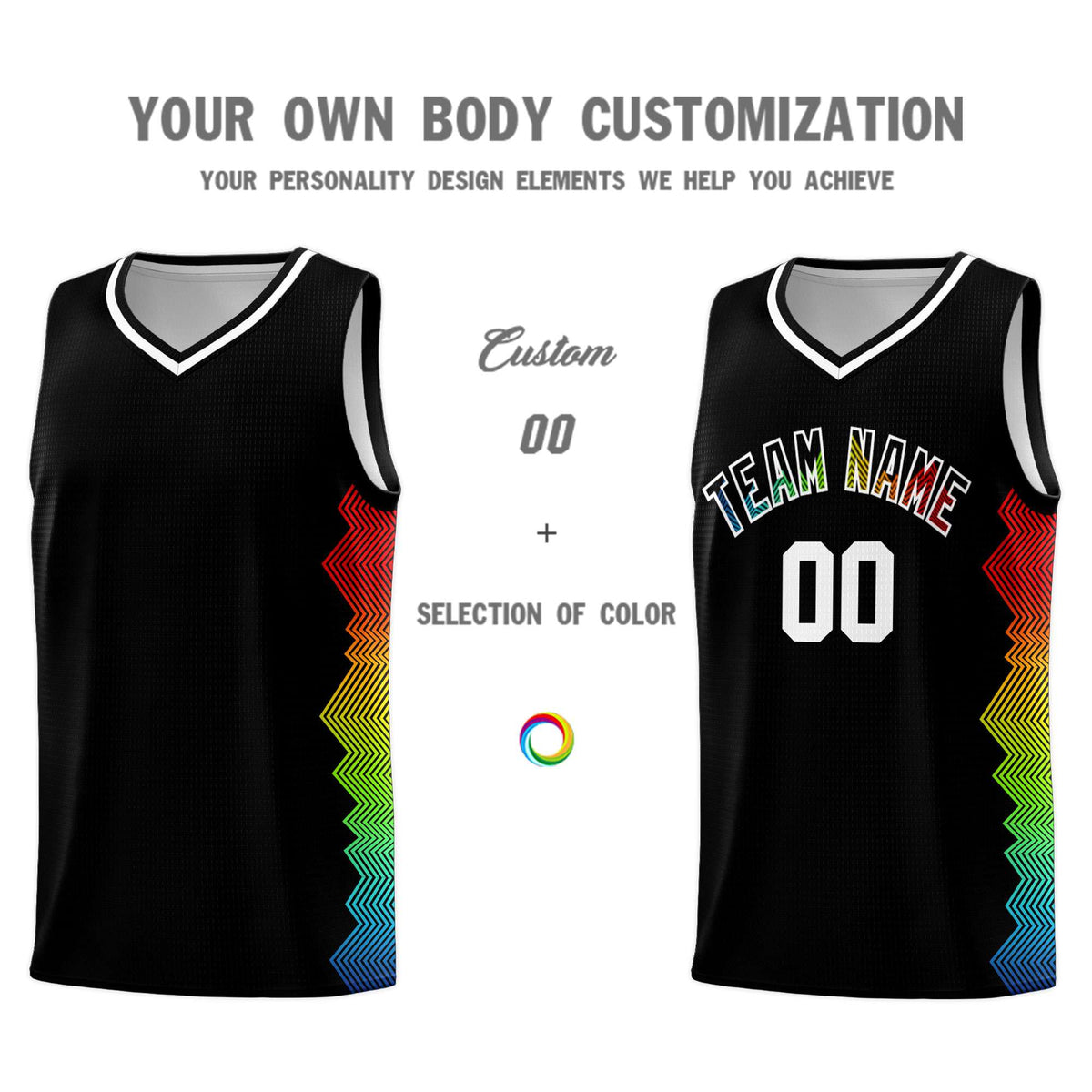 Custom Black Denver Nuggets Rainbow Side Sports Uniform Basketball Jersey|KXKSHOP