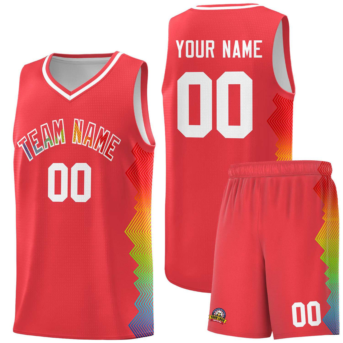 Custom Light Red Denver Nuggets Rainbow Side Sports Uniform Basketball Jersey|KXKSHOP