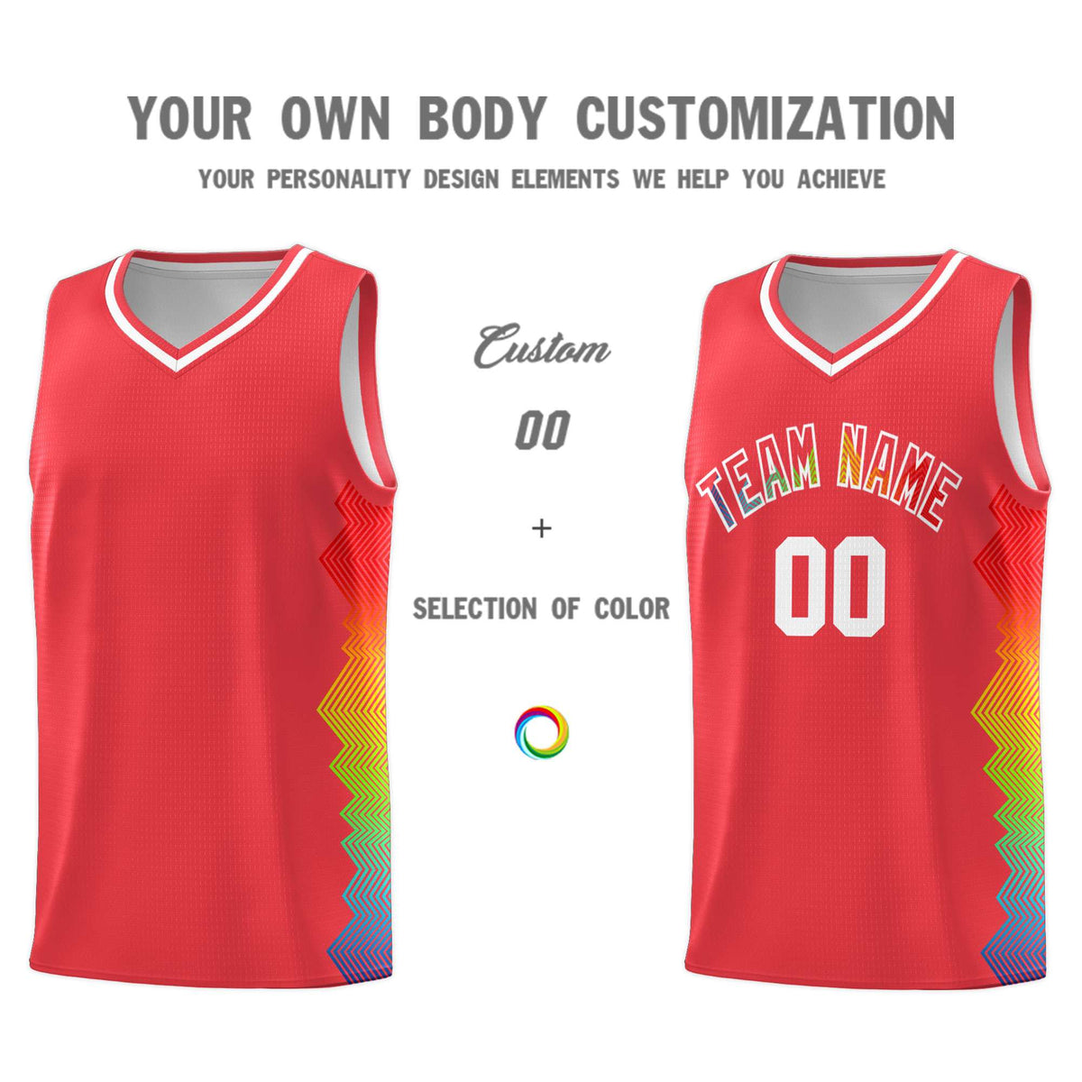 Custom Light Red Denver Nuggets Rainbow Side Sports Uniform Basketball Jersey|KXKSHOP
