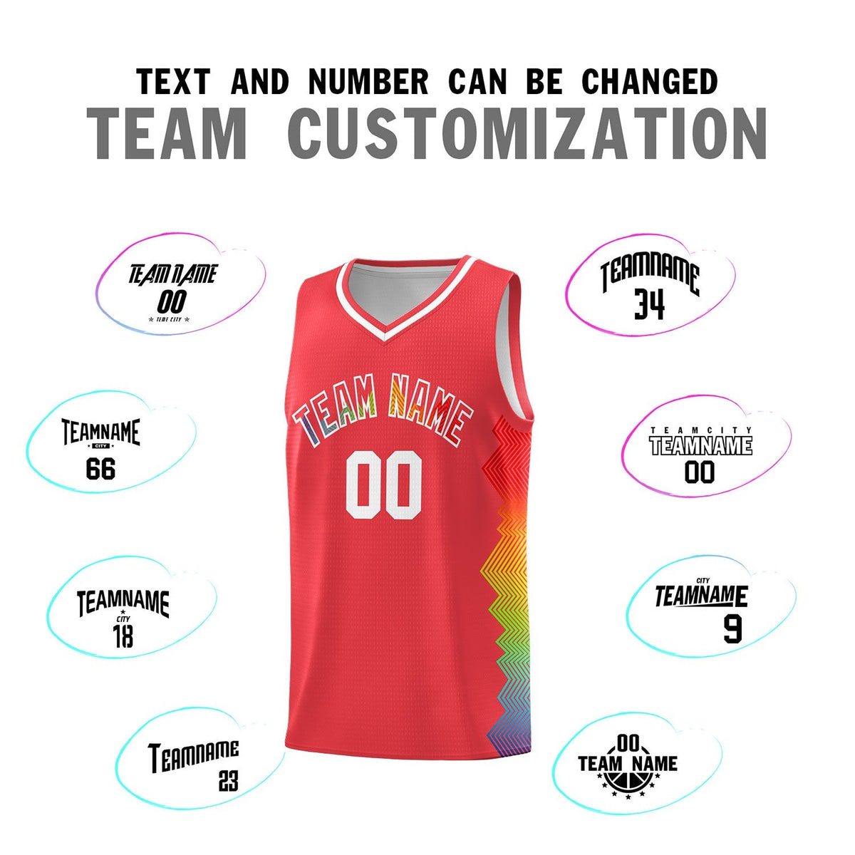 Custom Light Red Denver Nuggets Rainbow Side Sports Uniform Basketball Jersey|KXKSHOP