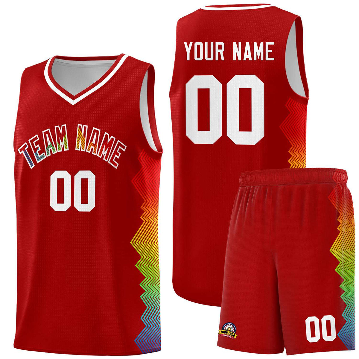 Custom Red Denver Nuggets Rainbow Side Sports Uniform Basketball Jersey|KXKSHOP