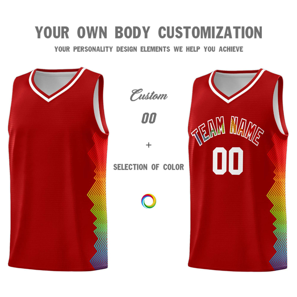 Custom Red Denver Nuggets Rainbow Side Sports Uniform Basketball Jersey|KXKSHOP