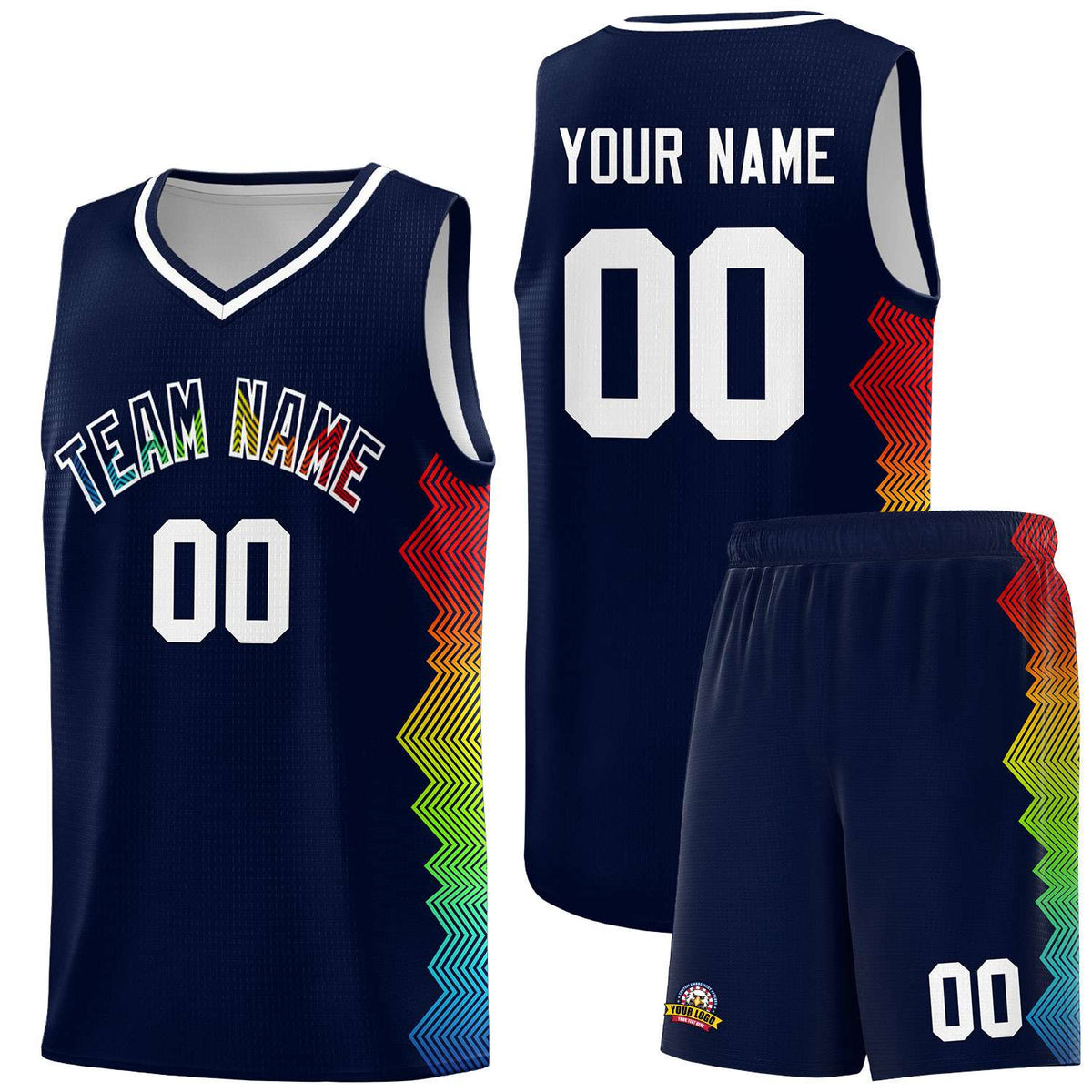 Custom Navy Denver Nuggets Rainbow Side Sports Uniform Basketball Jersey|KXKSHOP