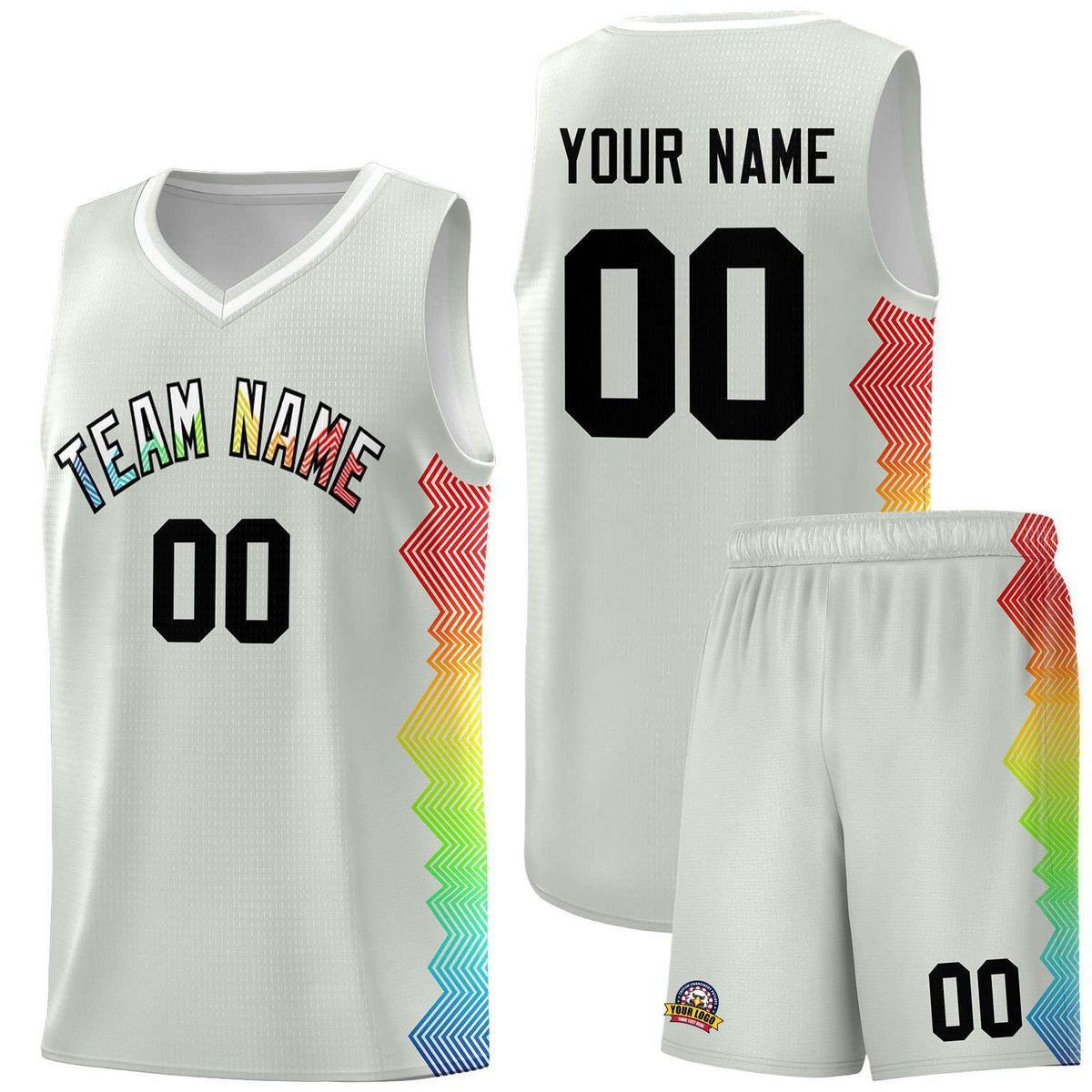 Custom Gray Denver Nuggets Rainbow Side Sports Uniform Basketball Jersey|KXKSHOP