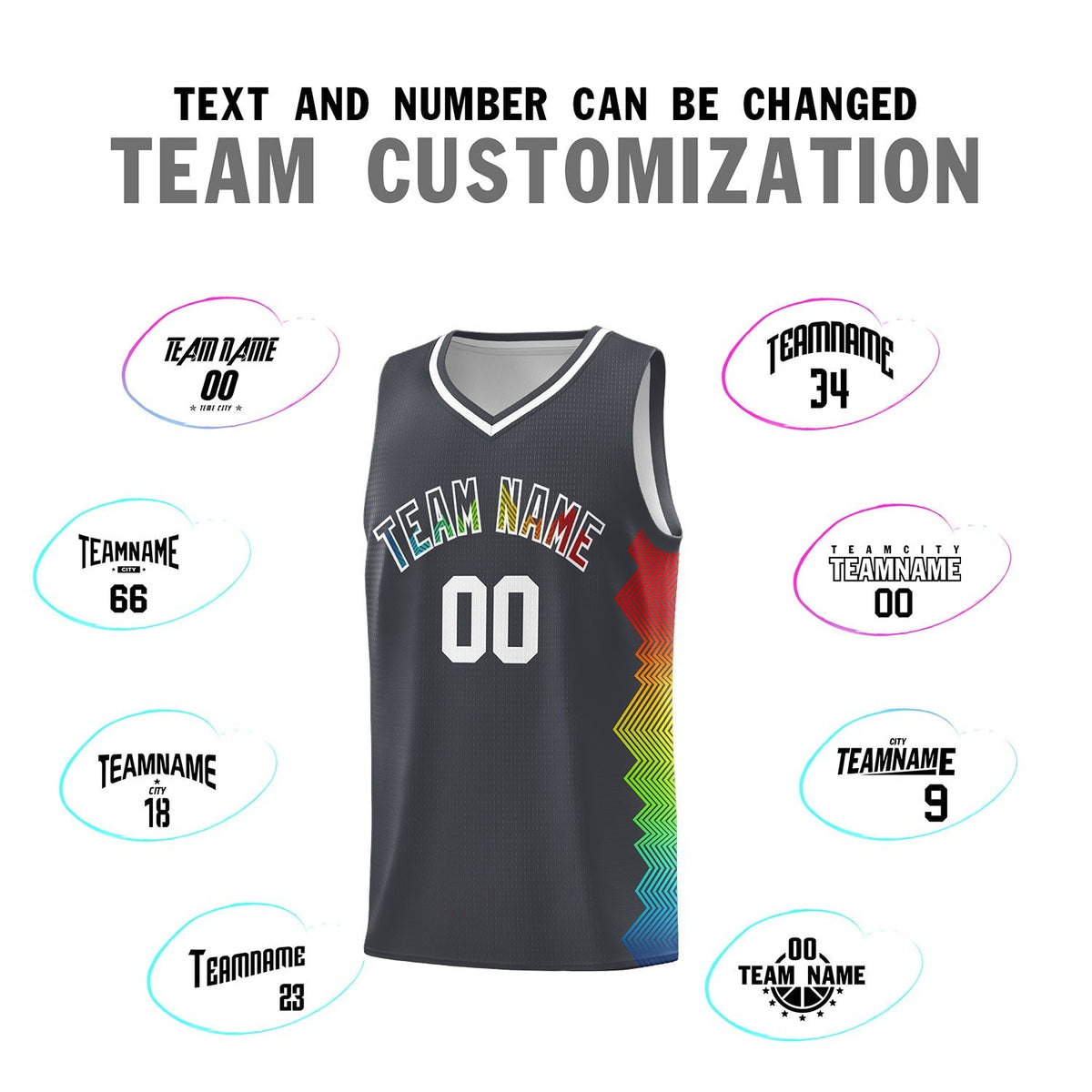 Custom Dark Gray Denver Nuggets Rainbow Side Sports Uniform Basketball Jersey|KXKSHOP