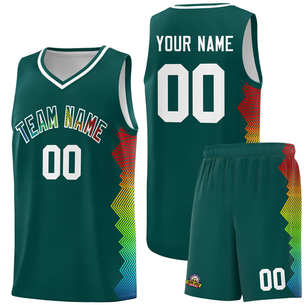 Custom Midnight Green Denver Nuggets Rainbow Side Sports Uniform Basketball Jersey|KXKSHOP