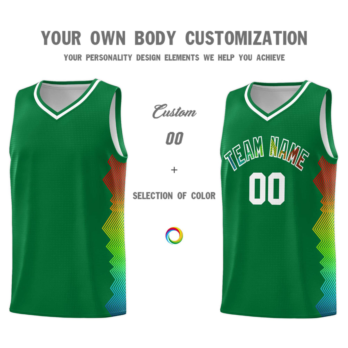 Custom Kelly Green Denver Nuggets Rainbow Side Sports Uniform Basketball Jersey|KXKSHOP
