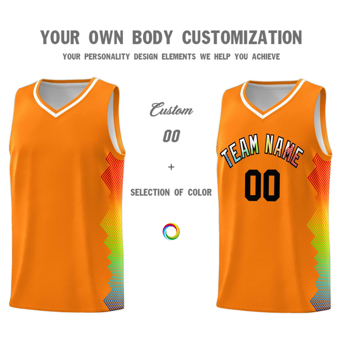 Custom Texas Orange Denver Nuggets Rainbow Side Sports Uniform Basketball Jersey|KXKSHOP