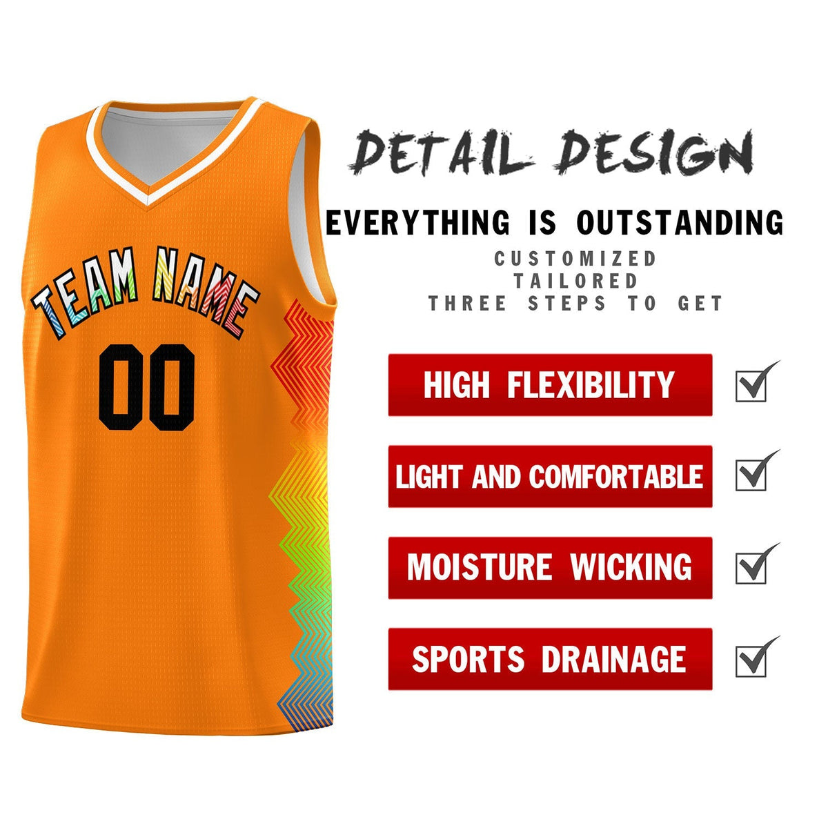 Custom Texas Orange Denver Nuggets Rainbow Side Sports Uniform Basketball Jersey|KXKSHOP
