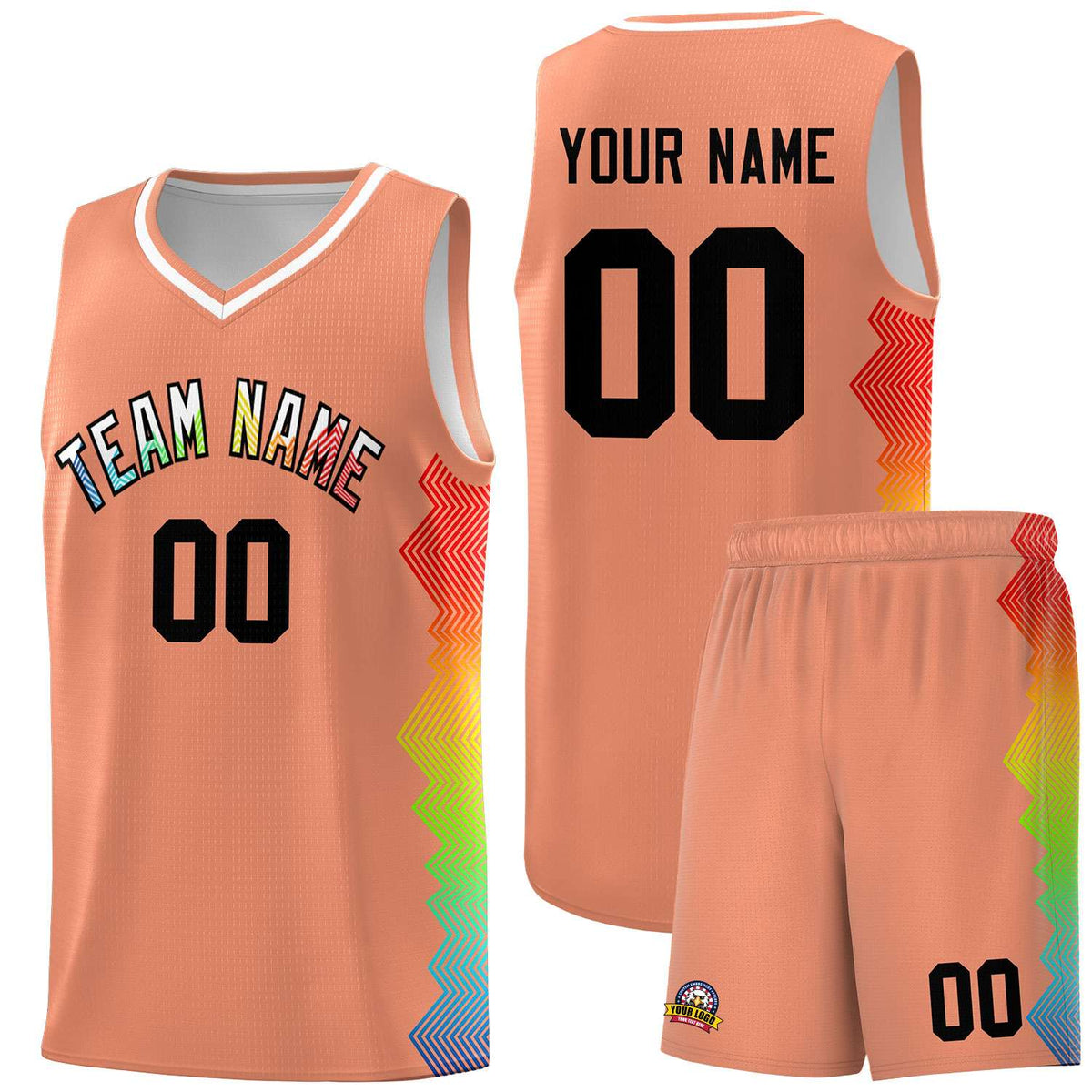 Custom Orange Denver Nuggets Rainbow Side Sports Uniform Basketball Jersey|KXKSHOP