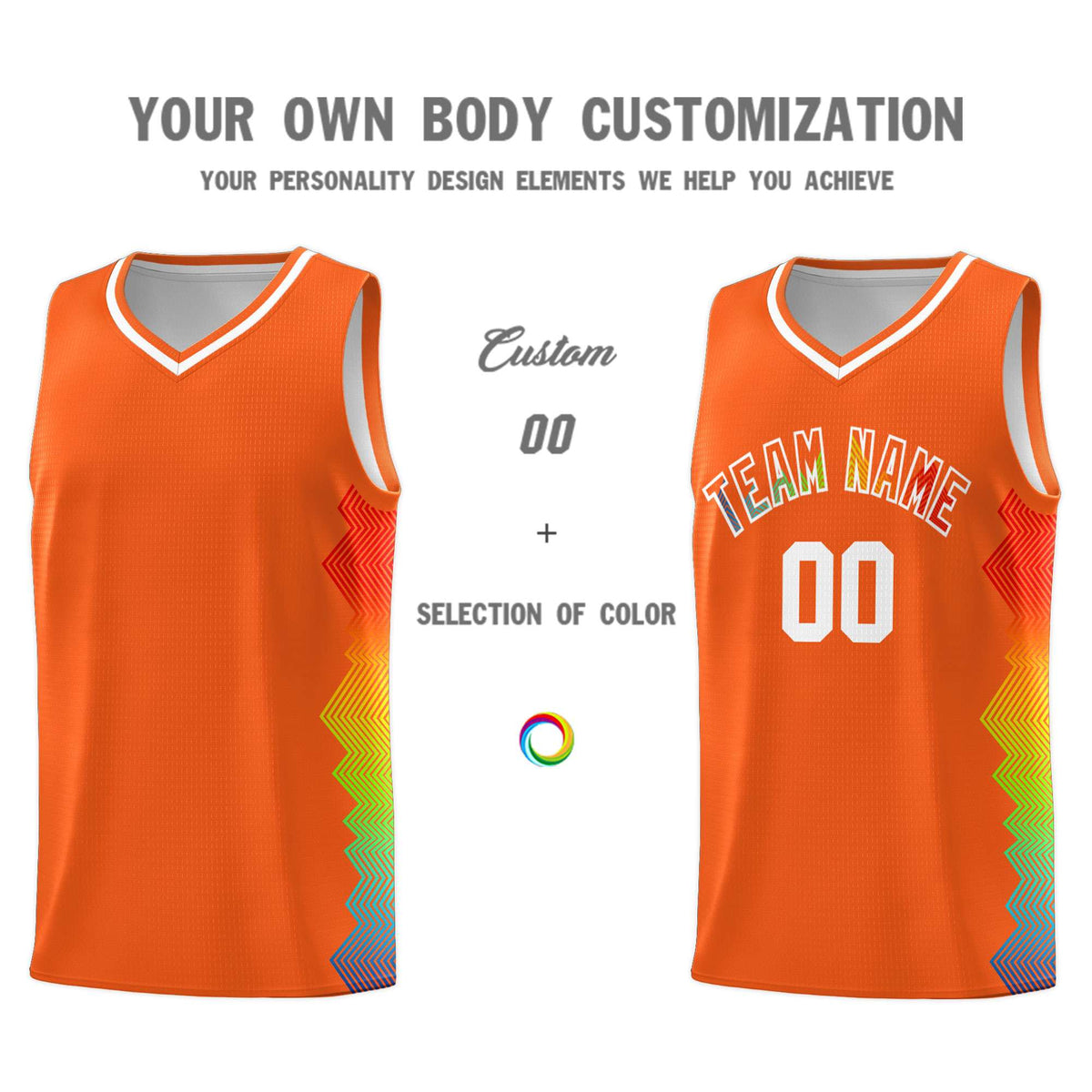 Custom Orange Denver Nuggets Rainbow Side Sports Uniform Basketball Jersey|KXKSHOP