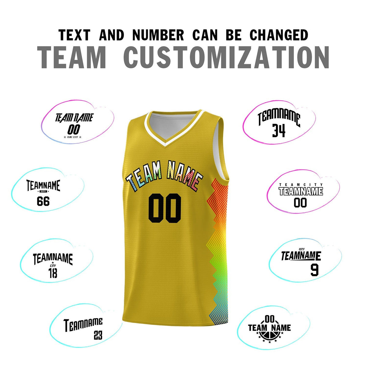 Custom Old Gold Denver Nuggets Rainbow Side Sports Uniform Basketball Jersey|KXKSHOP