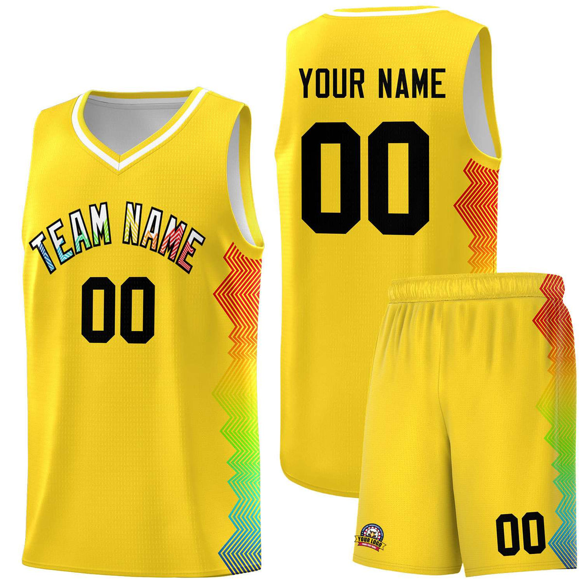 Custom Gold Denver Nuggets Rainbow Side Sports Uniform Basketball Jersey|KXKSHOP