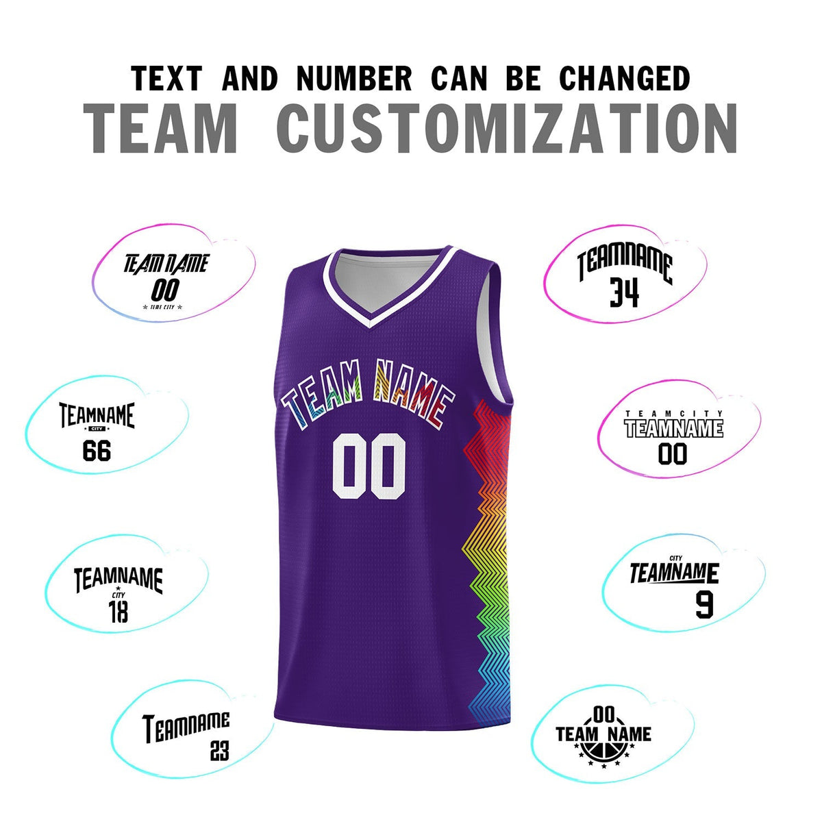 Custom Purple Denver Nuggets Rainbow Side Sports Uniform Basketball Jersey|KXKSHOP