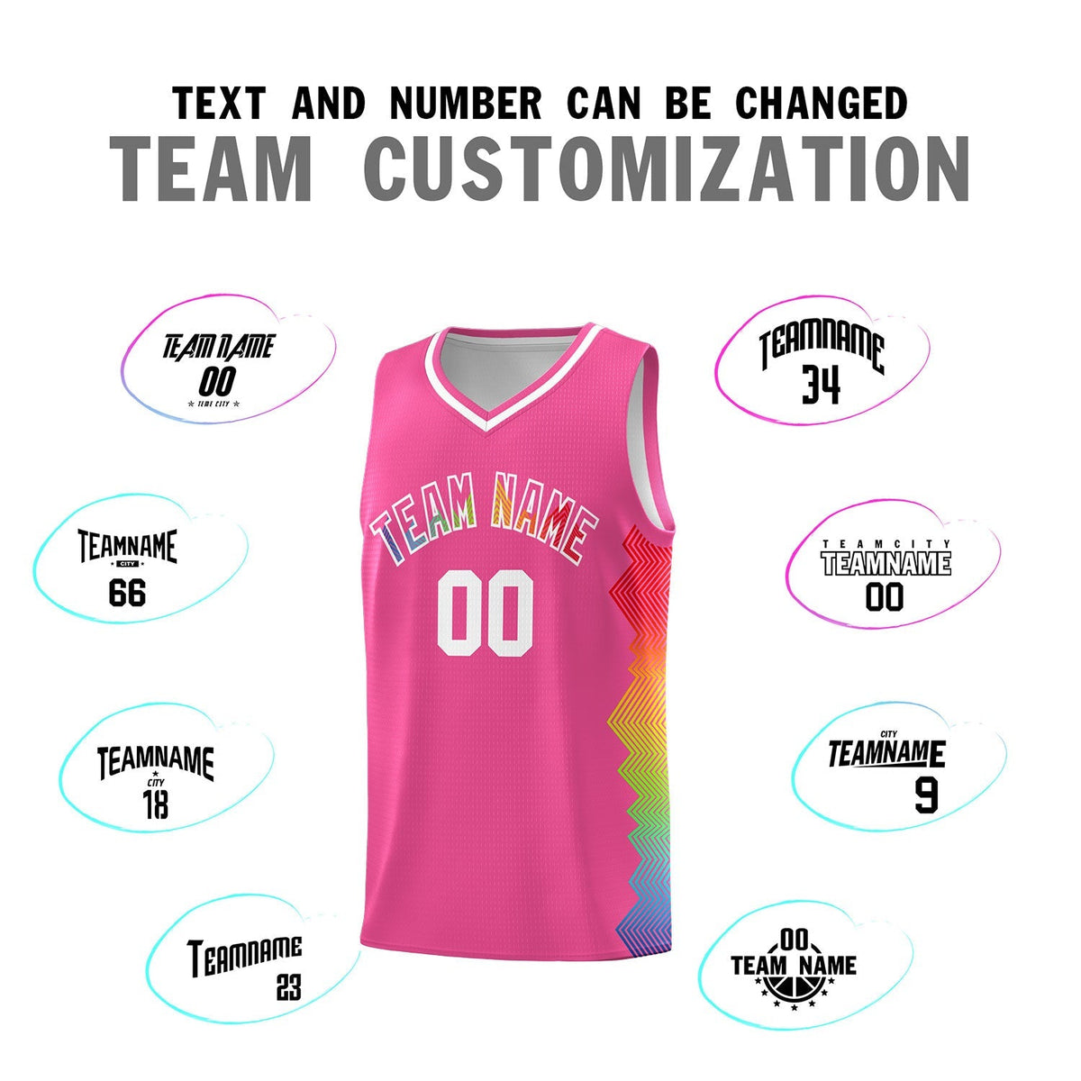 Custom Pink Denver Nuggets Rainbow Side Sports Uniform Basketball Jersey|KXKSHOP