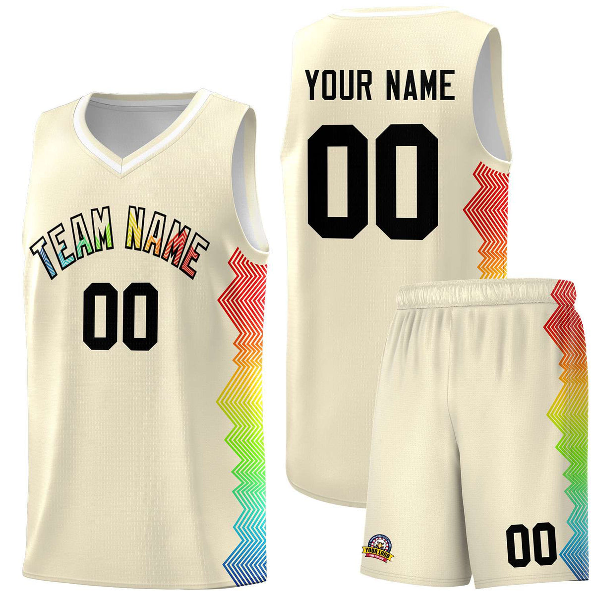 Custom Cream Denver Nuggets Rainbow Side Sports Uniform Basketball Jersey|KXKSHOP