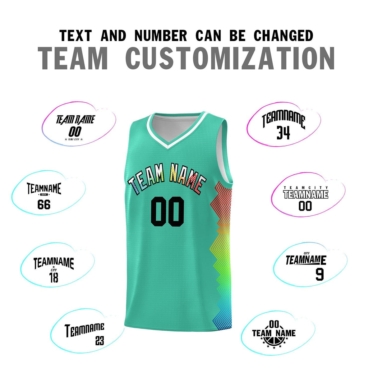 Custom Bright Green Denver Nuggets Rainbow Side Sports Uniform Basketball Jersey|KXKSHOP