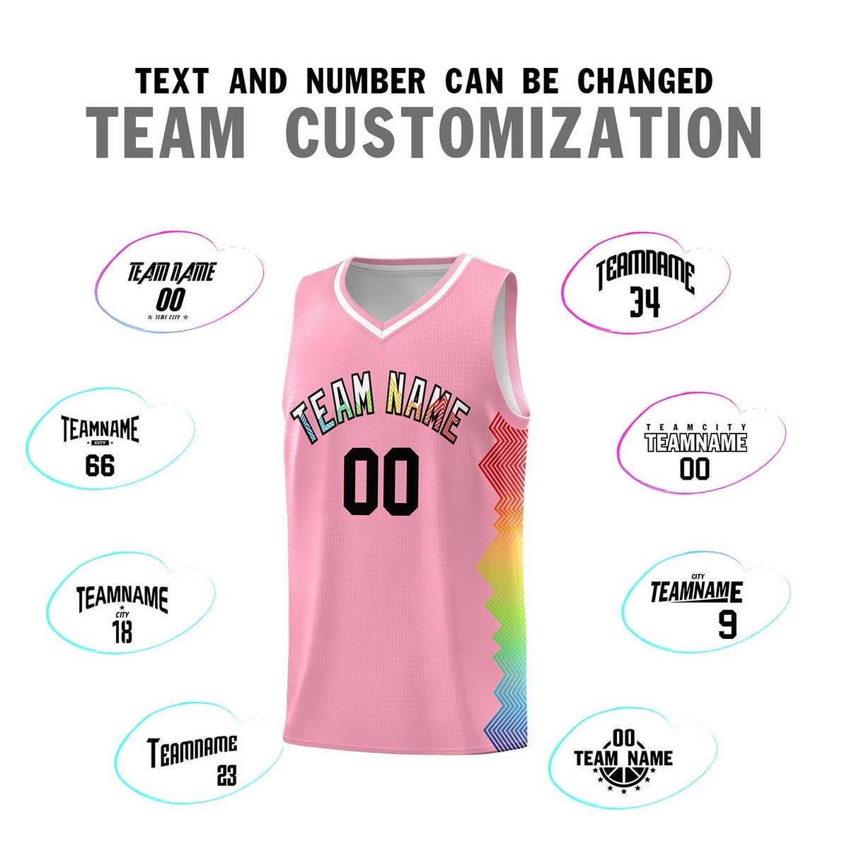 Custom Light Pink Denver Nuggets Rainbow Side Sports Uniform Basketball Jersey|KXKSHOP