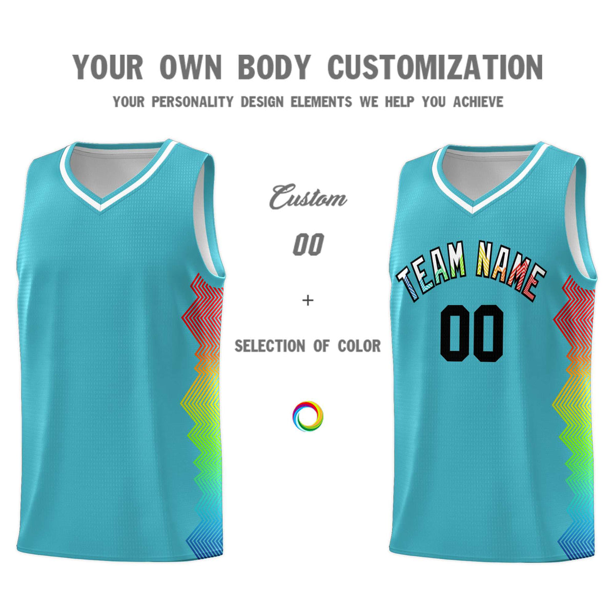 Custom Sky Blue Denver Nuggets Rainbow Side Sports Uniform Basketball Jersey|KXKSHOP