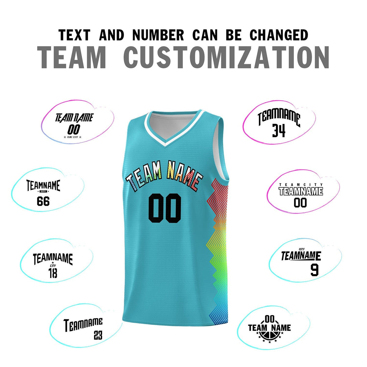 Custom Sky Blue Denver Nuggets Rainbow Side Sports Uniform Basketball Jersey|KXKSHOP