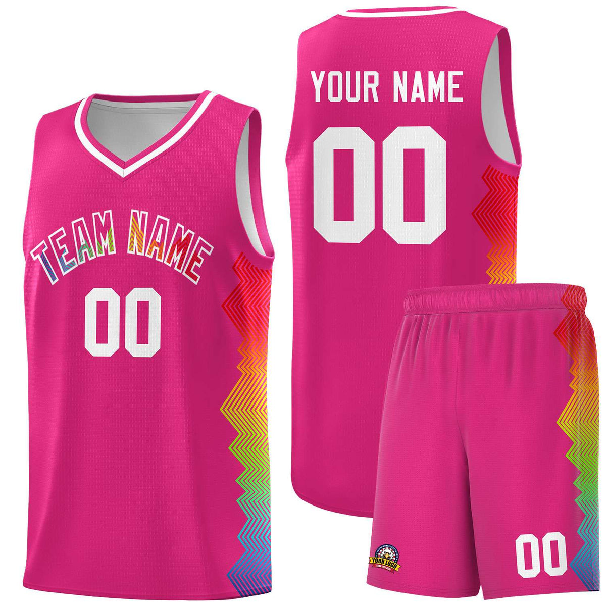 Custom Rose Red Denver Nuggets Rainbow Side Sports Uniform Basketball Jersey|KXKSHOP